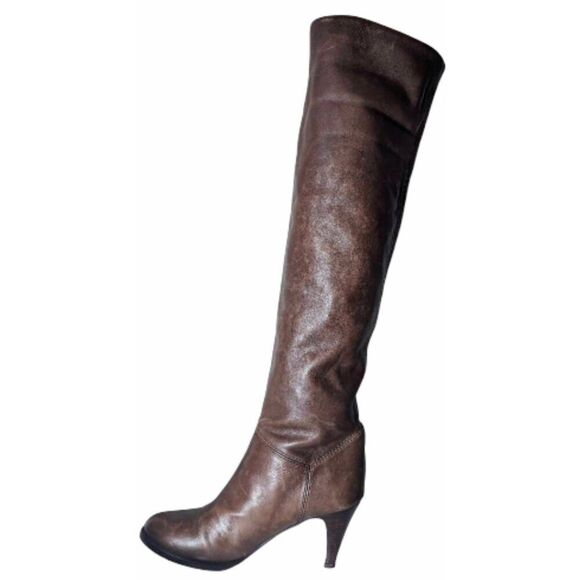 L'AUTRE CHOSE Slouchy Brown Leather Over The Knee Boot Size 37.5 - Picture 6 of 8